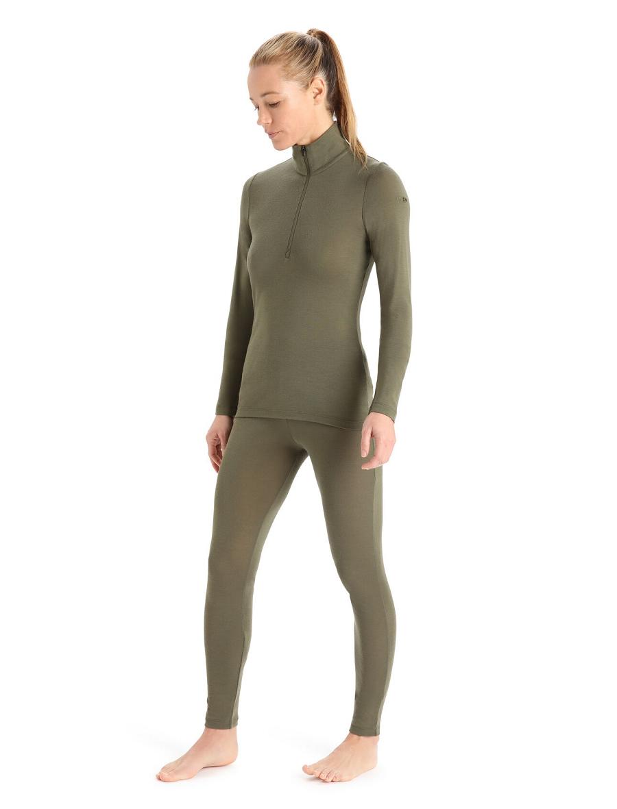 Women's Icebreaker Merino 175 Everyday Long Sleeve Half Zip Thermal Top Base Layers Loden | CA 1085VRWD